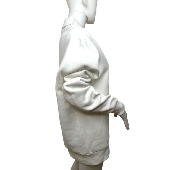 Asos Design Women’s White Sweatshirt S Collar V-Neck Rib Trim Drop Shoulder - Picture 4 of 10